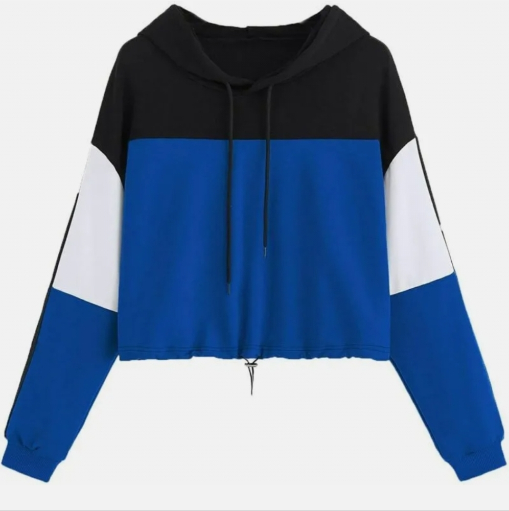Lollo Vita Women's Casual Long Sleeve ColorBlock XL Black Blue fits like Large
